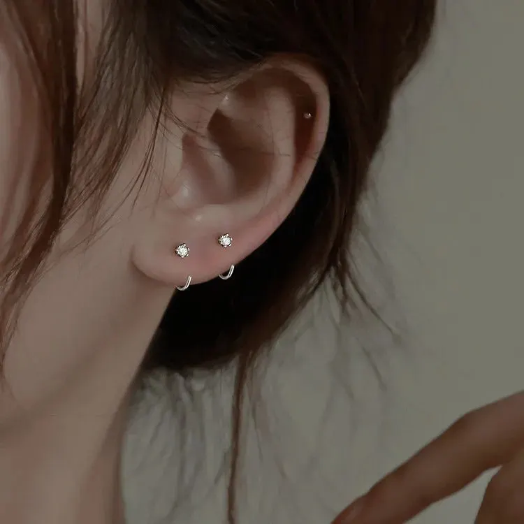 Tara Crystal Stud Earrings (Silver) — view 2