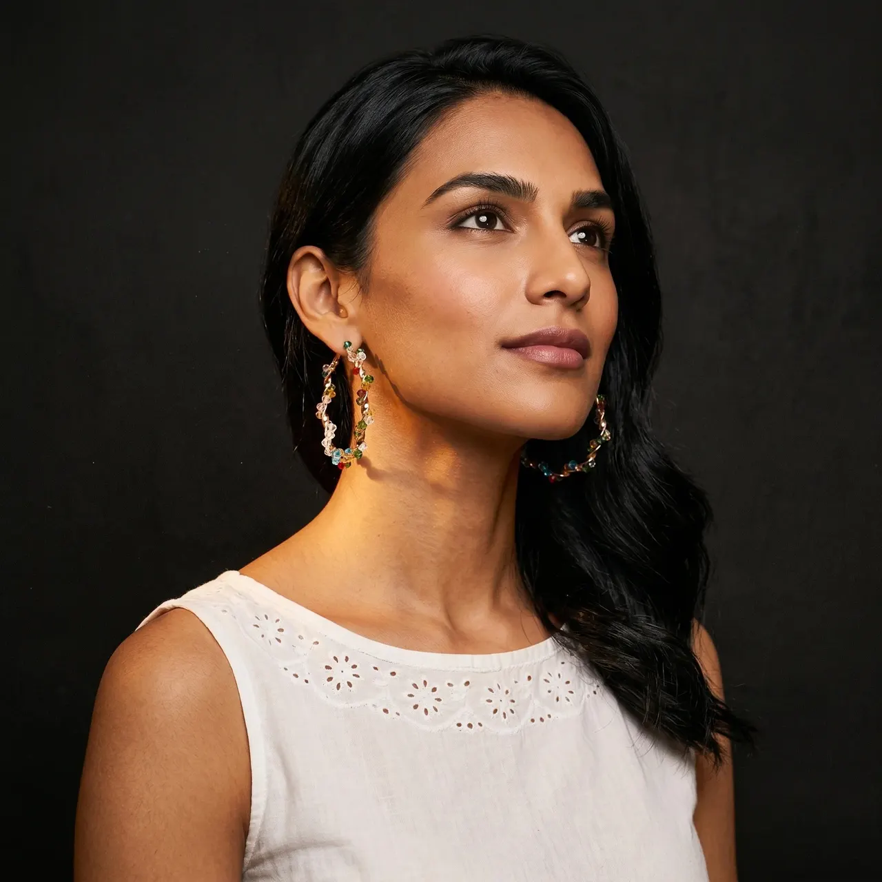 Aria Multicolour Crystal Bead Hoop Earrings — view 6