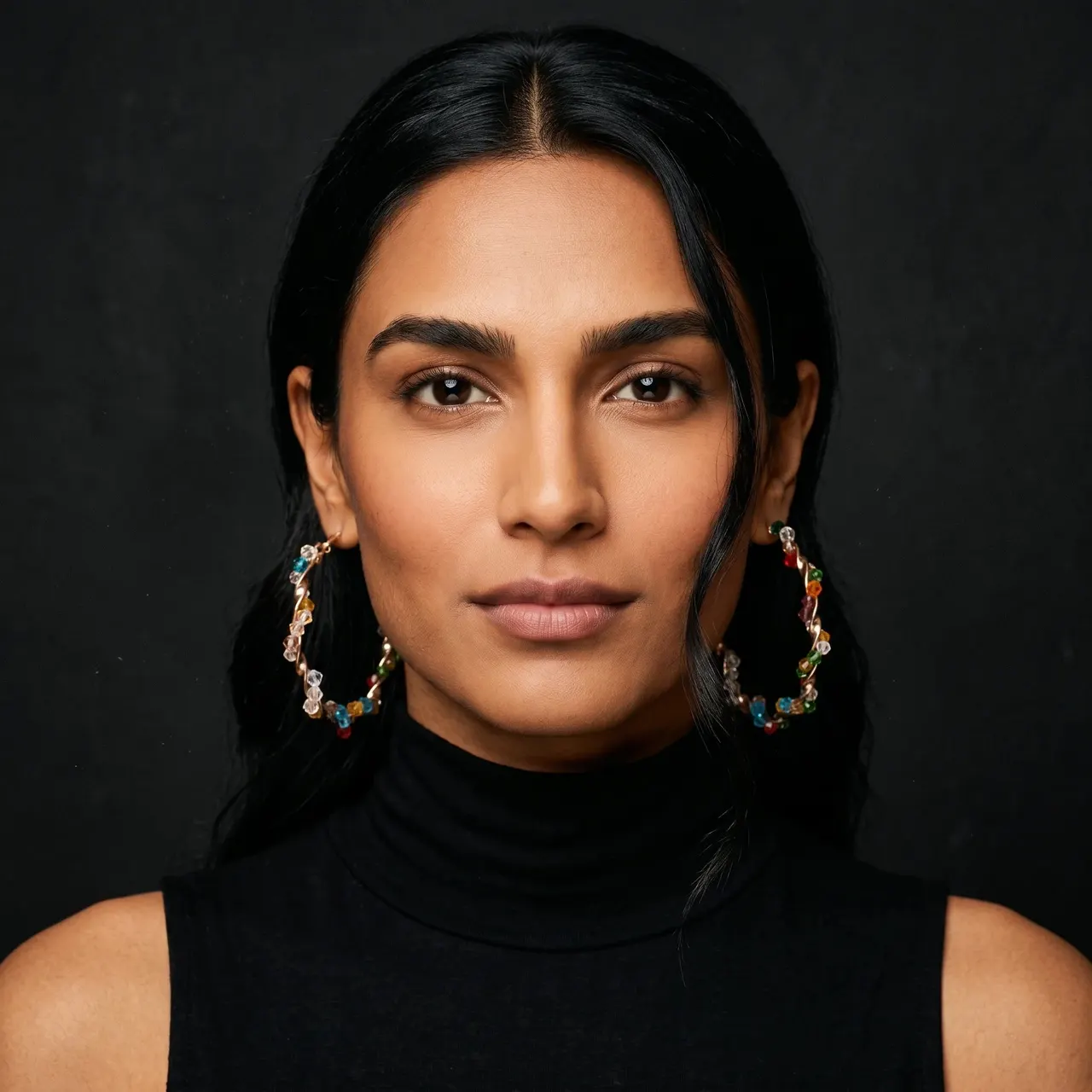 Aria Multicolour Crystal Bead Hoop Earrings — view 3