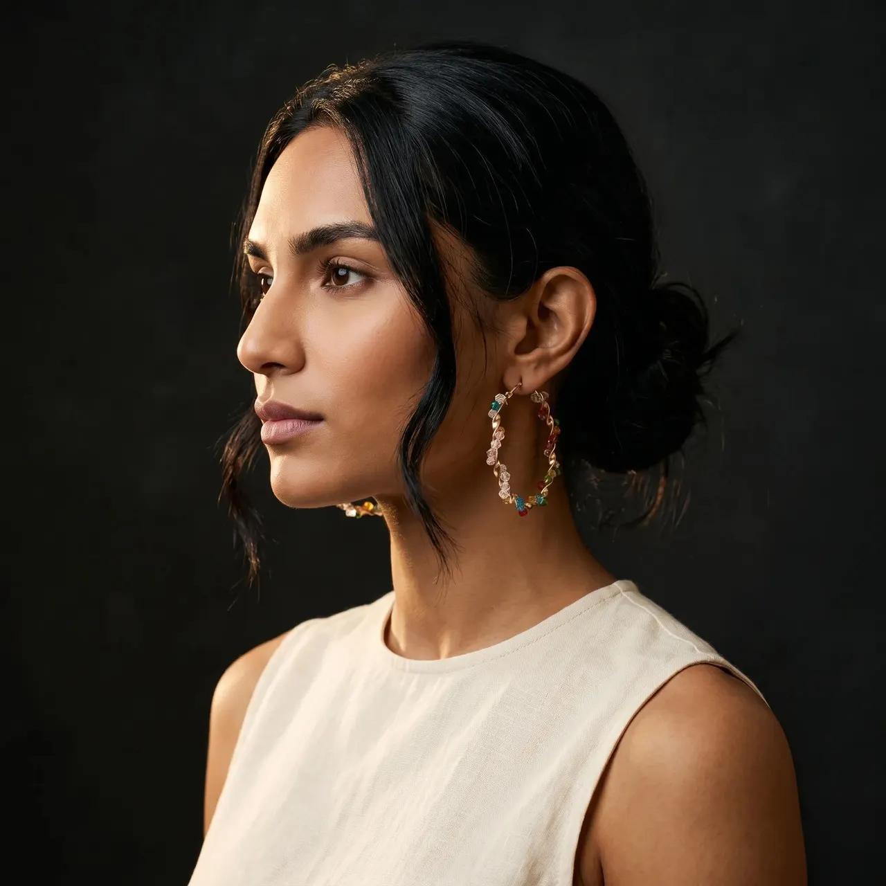 Aria Multicolour Crystal Bead Hoop Earrings — view 5