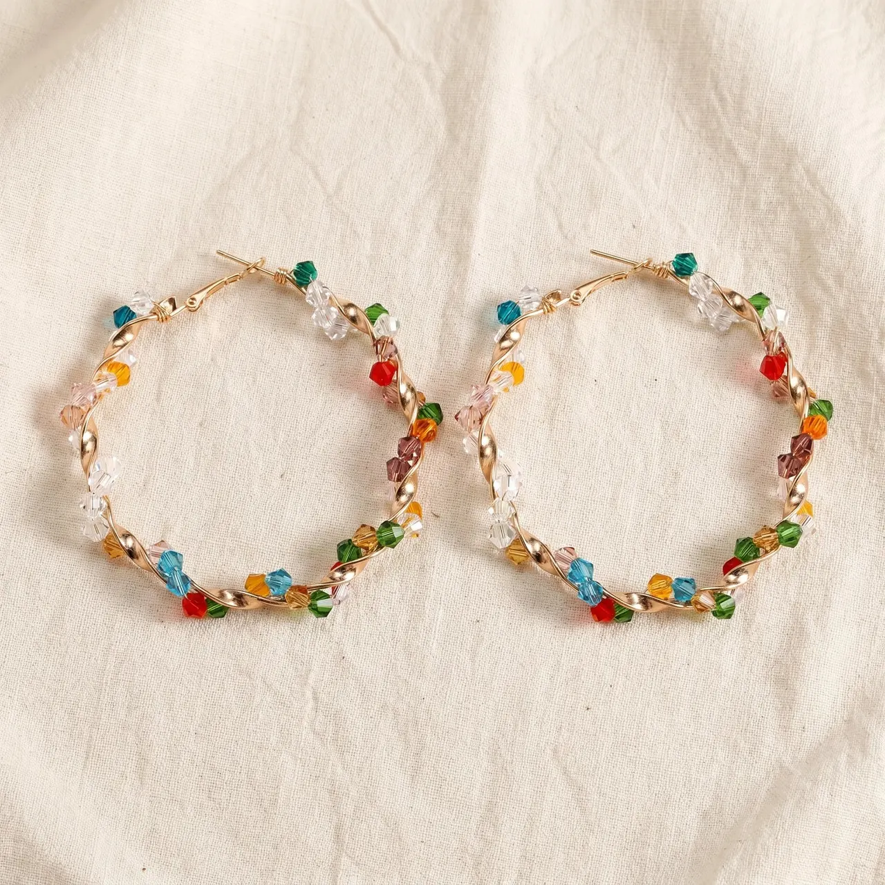Aria Multicolour Crystal Bead Hoop Earrings