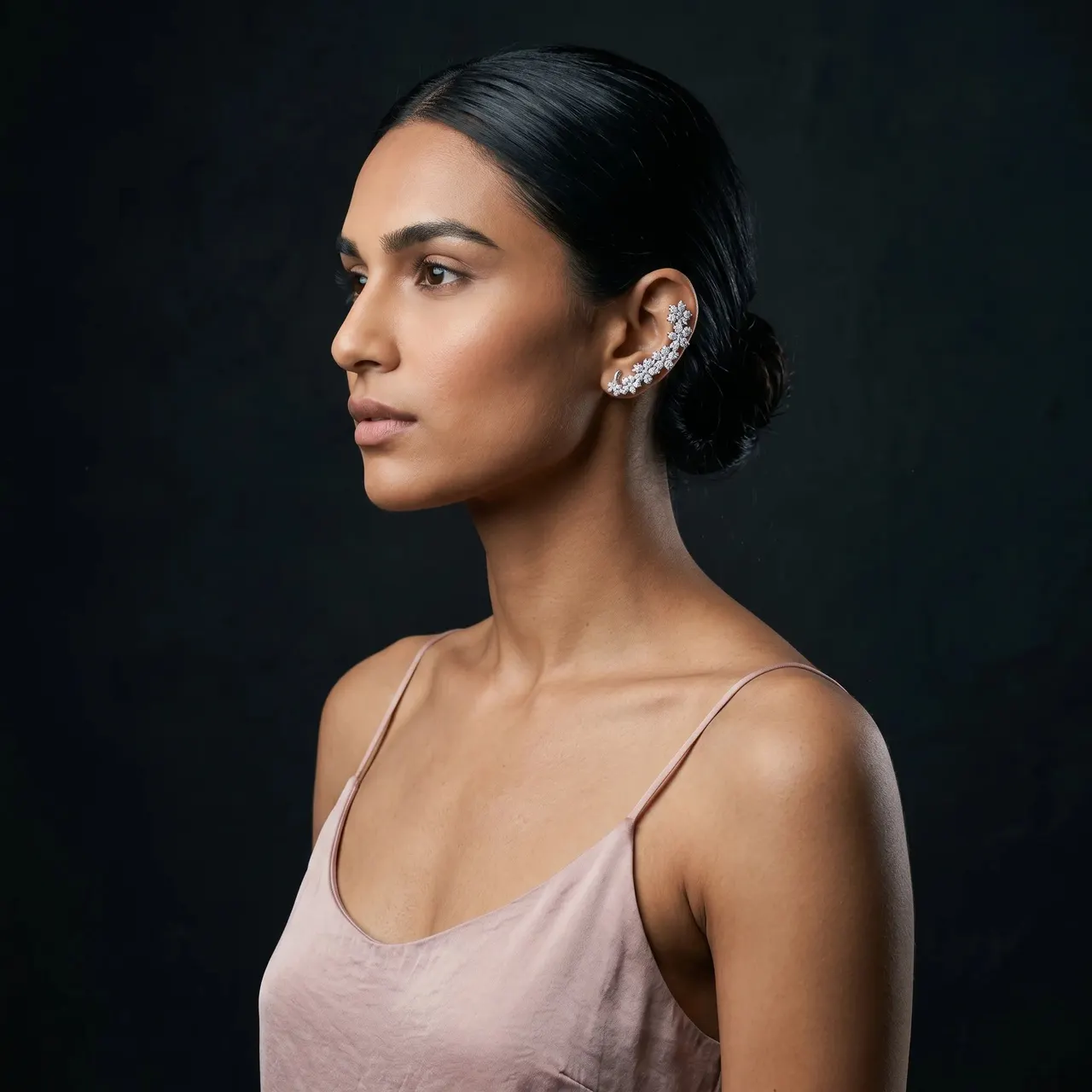 Indu Crystal Ear Cuff (Silver) — view 4