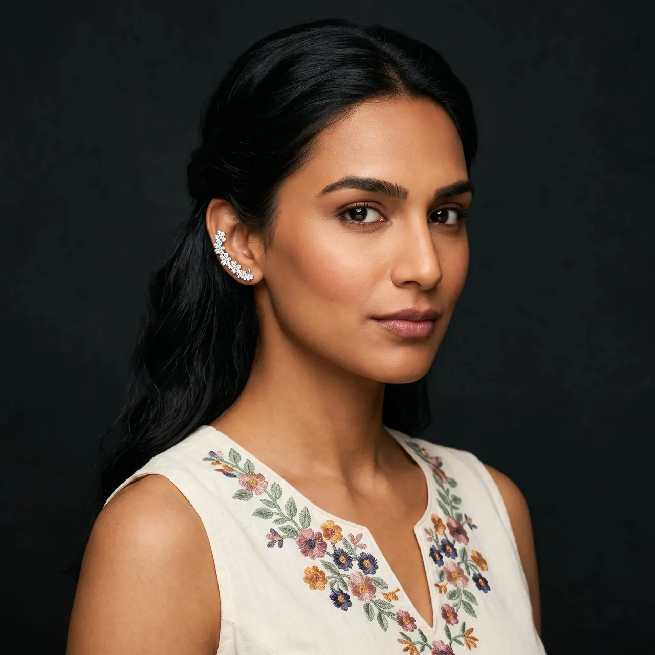 Indu Crystal Ear Cuff (Silver) — view 6