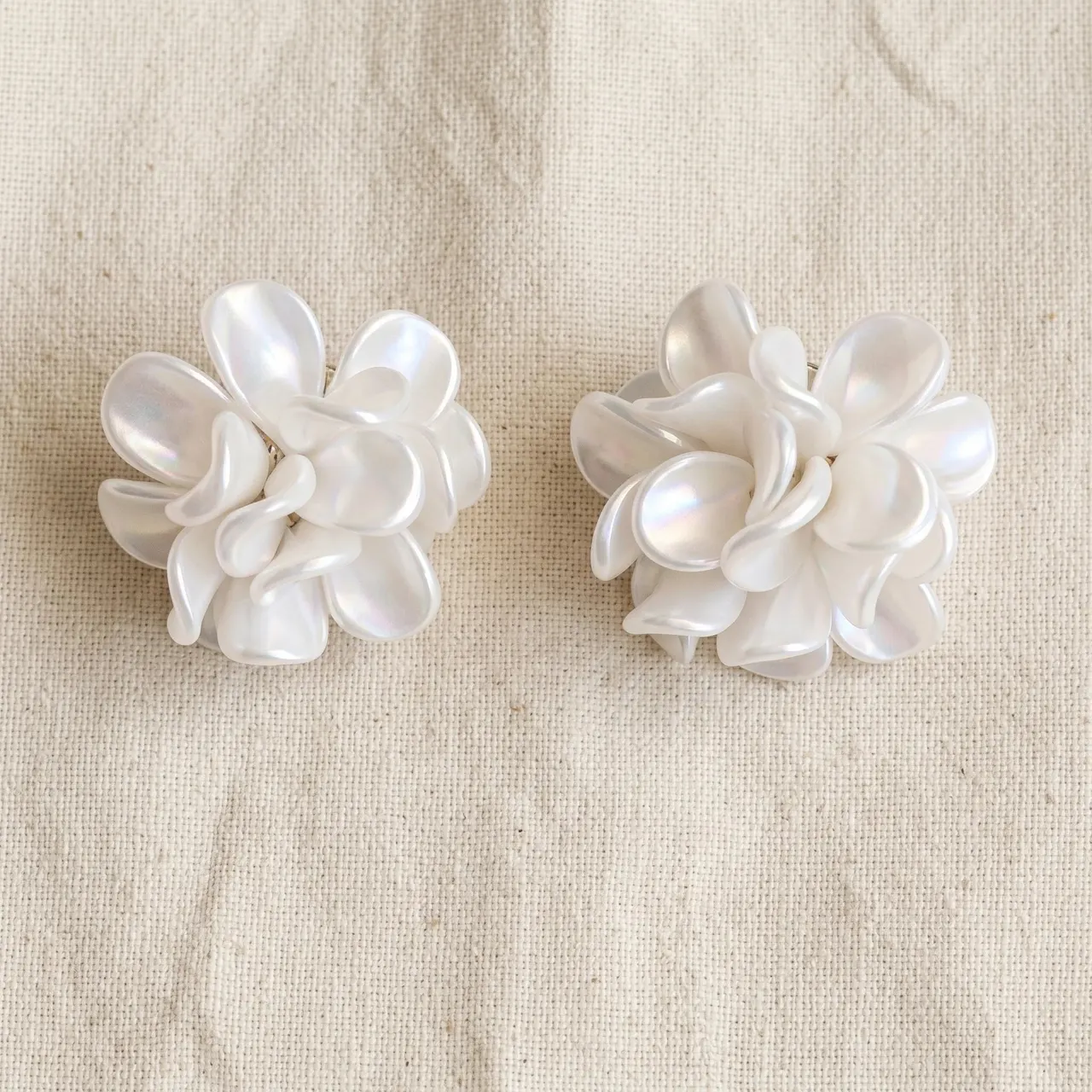 Malati White Flower Cluster Stud Earrings