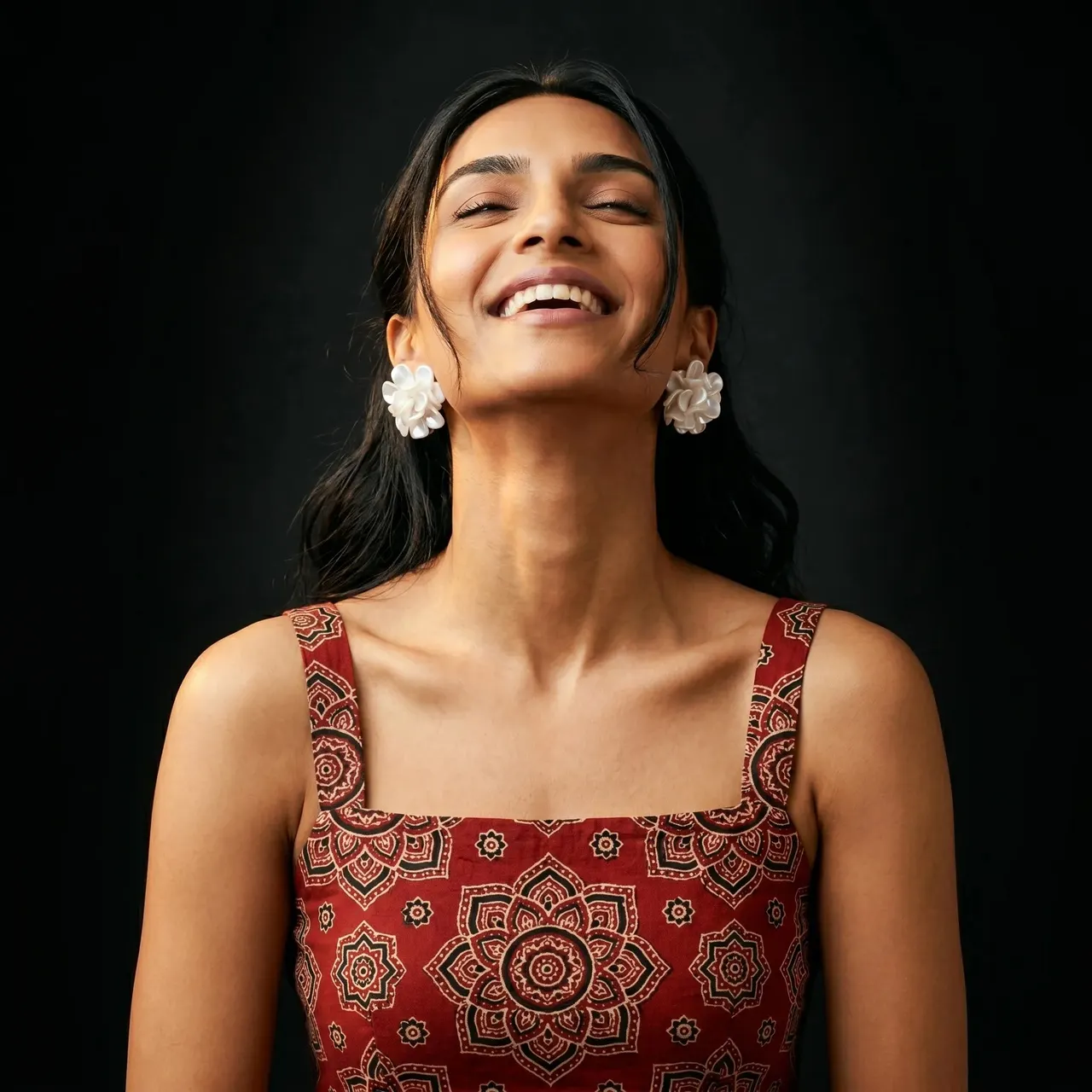 Malati White Flower Cluster Stud Earrings — view 6